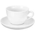 Cappuccinotassen-Set BISTRO, 6 Tassen & Unterassen, jeweils 0,3 l, H 71 mm, Porzellan, weiß