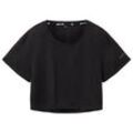 TOM TAILOR Damen Atmungsaktives T-Shirt, schwarz, Uni, Gr. M