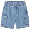 TOM TAILOR Jungen Cargo Jeansshorts mit recycelter Baumwolle, blau, Uni, Gr. 98