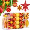 KESSER® Weihnachtskugeln 105-teiliges Set mit Baumspitze Christbaumkugeln Kunststoff Bruchsicher mit Plastik Weihnachtsbaumkugeln Box Weihnachtsbaum Weihnachtsdeko Deko & Christbaumschmuck