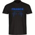 multifanshop Herren T-Shirt - France - Herzschlag - Druck blau - Männer