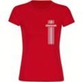 multifanshop Damen T-Shirt - Dänemark - Streifen - Druck weiß - Frauen