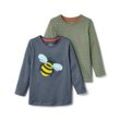 2 Kleinkinder-T-Shirts - Dunkelblau/Gestreift - Kinder - Gr.: 122/128