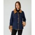 Jeansjacke mit Webpelz-Details