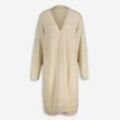 Cremefarbene gemusterte Long Fit Strickjacke