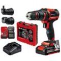 EINHELL Akku-Bohrschrauber "TE-CD 18/45 3X-Li +22" Power X-Change, inkl. Akku 18V2,0Ah, Ladegerät, Zubehör, Koffer, Bohrmaschinen, rot (rot, schwarz)B:78mm H:240mm L:212mm