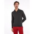 Troyer TOMMY HILFIGER "PIMA ORG CTN CASHMERE ZIP MOCK", Herren, Gr. XXXL, grau (dunkelgrau heather), Obermaterial: 95% Baumwolle, 5% Kaschmir, casual, Langarm Rippstrickbündchen, Pullover