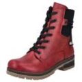 Winterstiefelette RIEKER Gr. 36, rot (rot, schwarz) Damen Schuhe Schnürboots, Stiefelette, Blockabsatz, mit Warmfutter