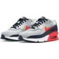 Sneaker NIKE SPORTSWEAR "NIKE AIR MAX 90 LTR (GS)", Gr. 36,5, grau (lt smoke grau, bright crimson), Leder, Textil, mehrfarbig, sportlich, Schuhe