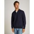 Sweatshirt TOMMY HILFIGER "ESSENTIAL FLEECE 1/4 ZIP" Gr. XL, blau (desert sky), Herren, Sweatware, Obermaterial: 60% Baumwolle, 40% Polyester, Sweatshirts, mit Stehkragen