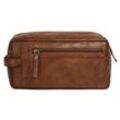 Kulturbeutel SPIKES & SPARROW "TOILETRY BAG", Gr. B/H/T: 25cm x 13cm x 10cm onesize, braun (cognac), Leder, unifarben, leicht glänzend, Taschen, echt Leder