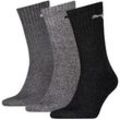 PUMA Unisex Sportsocken, 3 Paar - Tennissocken, Crew Sport Socken, einfarbig Dunkelgrau/Grau/Hellgrau 47-49