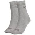 PUMA Damen Socken, 2er Pack - Classic Socks, Komfort-Bund, Logo, einfarbig Grau 39-42