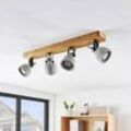 Lindby Spot Mitis, 3-flg., grau, Holz, Beton, 70cm, GU10