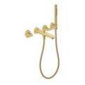 hansgrohe 3-Loch Fertigset Wannemisch.Wand UP 49481250 ohne Struktur, Brushed Gold Optic, Unterputz, Wandmontage