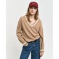 Superfine Lambswool V-Neck Pullover mit Kontrast