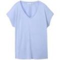 TOM TAILOR DENIM Damen Fließendes T-Shirt, blau, Uni, Gr. XS