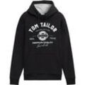 TOM TAILOR Herren Hoodie Sweatshirt mit Logo-Print, schwarz, Logo Print, Gr. L