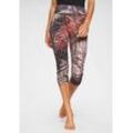 LASCANA ACTIVE Caprileggings 'Tropical' mehrfarbig Gr. XS (32/34) für Damen. Mit Logodruck, Allover-Druck. Figurbetont. Nachhaltig.