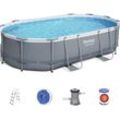 Framepool BESTWAY "Power Steel™", grau, B:488cm H:107cm L:305cm, Schwimmbecken, 488 x 305 x 107 cm