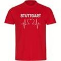 multifanshop Herren T-Shirt - Stuttgart - Herzschlag - Druck weiß - Männer