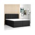 M-Punkt Boxspringbett Prag inkl. VISCO Topper (180 x 200 cm) mit Bettkasten Chesterfield - Schwarz