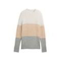 TOM TAILOR DENIM Damen Strickpullover mit Colour Blocking, grau, Colour Blocking, Gr. L