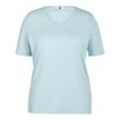 Shirt gerundetem V-Ausschnitt Anna Aura blau, 46