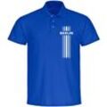 multifanshop® Poloshirt - Berlin blau - Streifen - Druck weiß