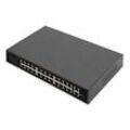 DIGITUS - 24-Port Fast Ethernet PoE Netzwerkswitch, 19 Zoll, unmanaged, 2+1 Uplink Ports, RJ45 + SFP, 240 W, af/at