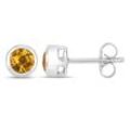 Paar Ohrstecker VIRA JEWELS "925-Sterling Silber rhodiniert glänzend Citrin orange rund", weiß (weiß, orange), Ohrringe, Damen, ONE-SIZE, 0,8 ct, Silber 925 (Sterlingsilber)