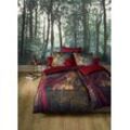 Wendebettwäsche FLEURESSE "Bed Art S 3759", rot (rubin), B/L: 200cm x 200cm, , Mako-Satin, B/L: 80cm x 80cm & 80cm x 80cm, Obermaterial: 100% Baumwolle, Bettwäsche