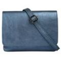 Umhängetasche CLUTY, Damen, Gr. B/H/T: 23cm x 18cm x 4cm onesize, blau, Leder, glänzend, Taschen, echt Leder, Made in Italy