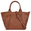 Shopper SAMANTHA LOOK, Damen, Gr. B/H/T: 32cm x 22cm x 9cm onesize, braun (cognac), Leder, unifarben, leicht glänzend, Taschen, echt Leder, Made in Italy