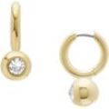 Paar Creolen FOSSIL "Schmuck Geschenk Edelstahl Ohrringe Bright Baubles, JA7254710", gold (gelbgoldfarben, edelstahlfarben, kristallweiß, kristallweiß), Ohrringe, Damen, Edelstahl-Metall, Edelstahl, Metall, mit Glasstein