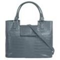 Henkeltasche CLUTY, Damen, Gr. B/H/T: 30cm x 20cm x 6cm onesize, blau, Leder, Reptilienprägung, Taschen, echt Leder, Made in Italy