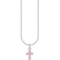 Kette mit Anhänger THOMAS SABO "Kreuz-Anhänger, KE2226-051-9-L45V, KE2226-414-14-L45V" Gr. 45, bunt (silberfarben, pink), Halsketten, Damen, 45, Silber 925 (Sterlingsilber), mit Zirkonia (synth.)