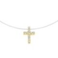 Collier SMART JEWEL "Anhänger Kreuz, Silber 925" Halsketten Gr. 45 cm, Silber 925 (Sterlingsilber), goldfarben (gold) Damen