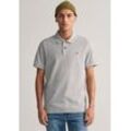 Poloshirt GANT "REG SHIELD SS PIQUE POLO", Herren, Gr. M, grau, Jersey, Obermaterial: 100% Baumwolle, meliert, casual, regular fit hüftlang, hoch geschlossener Ausschnitt, Kurzarm Bündchen, Shirts, mit Logo und Flachstrickkragen 100% Baumwolle Pique