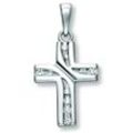 Kette mit Anhänger ONE ELEMENT "Zirkonia Kreuz Anhänger aus 925 Silber", silber, Halsketten, Damen, Silber 925 (Sterlingsilber), Damen Schmuckset - Set mit verstellbarer Halskette