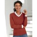 V-Ausschnitt-Pullover CASUAL LOOKS "Pullover" Gr. 48, rot (rostrot) Damen Pullover