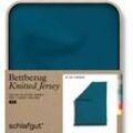 Bettbezug SCHLAFGUT "Knitted Jersey uni, aus Bio-Baumwolle mit Elasthan, Reißverschluss", blau (petrol deep), B:135-140cm L:200cm, Jersey, Obermaterial: 95% Baumwolle, 5% Elasthan, Bettbezüge, bügelfrei, Mix & Match Bettwäsche: passender Kissenbezug erhältlich