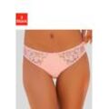 Slip PETITE FLEUR Gr. 32/34, bunt (pfirsich, mint, creme), Damen, Obermaterial: 64% Polyester, 25% Polyamid, 11% Elasthan, Unterhosen, mit leicht transparenter Jacquardspitze an den Seiten