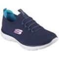 Slip-On Sneaker SKECHERS "SUMMITS", Damen, Gr. 36, blau (navy, rosa), Textil, sportlich, Schuhe, Freizeitschuh, Halbschuh, Slipper mit flexibler Traktionslaufsohle