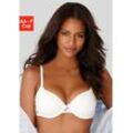 Schalen-BH LASCANA Gr. 70, Cup D, beige (creme), Damen, Microtouch, Spitze, Obermaterial: 86% Polyamid (TACTEL), 14% Elasthan (LYCRA), BHs, mit Rücken aus blumiger, elastischer Spitze, Dessous