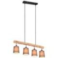 ANDAS Pendelleuchte "Pitholm", Hängeleuchte 4-flammig aus naturbelassenem Echtholz mit Stoffschirmen, Lampen, beige (natur), H: 150,0cm