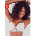 Push-up-BH LASCANA Gr. 70, Cup D, beige (creme), Damen, Spitze, Obermaterial: 90% Polyamid, 10% Elasthan, BHs BH Hochzeitsdessous Hochzeitswäsche Push-up-BH Reizwäsche Spitzen-BH Spitzenwäsche, mit entzückender Flechtoptik, sexy Dessous