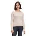 Strickpullover BETTY & CO "Betty & Co Grobstrick-Pullover mit Lurexfaden", Damen, Gr. 42, beige, Strick, Obermaterial: 37% Viskose, 35% Polyester recycelt, 19% Polyacryl, 3% Polyester metallisiert, 3% Polyamid, 3% Wolle., modisch, figurumspielend normal, Pullover Grobstrickpullover, Struktur