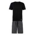 Shorty AUTHENTIC LE JOGGER Gr. 44/46, schwarz (schwarz, kariert) Herren Homewear-Sets Pyjama mit karierter Webhose