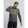 Rundhalspullover NO EXCESS "No Excess Jacquard-Pullover mit Seide" Gr. XL, grau (dunkelgrau), Herren, 72% Acryl, 21% Nylon, 7% Seide, Pullover